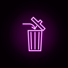 Poster - discard trash neon icon. Elements of arrow and object set. Simple icon for websites, web design, mobile app, info graphics