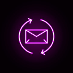 Poster - downloading email neon icon. Elements of arrow and object set. Simple icon for websites, web design, mobile app, info graphics