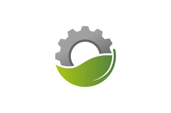 Creative Gear Leaf Agricultural technology Logo Design Illustration