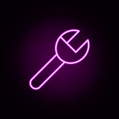 Poster - adjustable wrench neon icon. Elements of auto workshop set. Simple icon for websites, web design, mobile app, info graphics