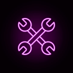 Poster - cone wrench neon icon. Elements of auto workshop set. Simple icon for websites, web design, mobile app, info graphics