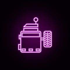 Poster - wheel balancing neon icon. Elements of auto workshop set. Simple icon for websites, web design, mobile app, info graphics