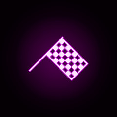 Poster - checkered flag neon icon. Elements of auto workshop set. Simple icon for websites, web design, mobile app, info graphics