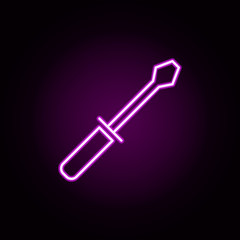 Poster - screwdriver neon icon. Elements of auto workshop set. Simple icon for websites, web design, mobile app, info graphics