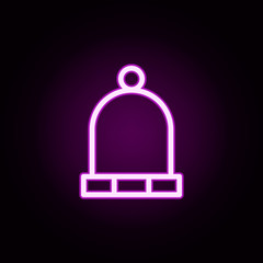 Poster - a cap neon icon. Elements of autumn set. Simple icon for websites, web design, mobile app, info graphics