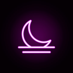 Poster - the moon the sea neon icon. Elements of autumn set. Simple icon for websites, web design, mobile app, info graphics