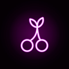 Poster - cherry neon icon. Elements of autumn set. Simple icon for websites, web design, mobile app, info graphics