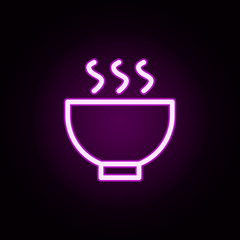 Poster - soup plate neon icon. Elements of autumn set. Simple icon for websites, web design, mobile app, info graphics