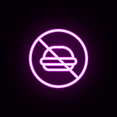 Poster - prohibition of fast food neon icon. Elements of ban set. Simple icon for websites, web design, mobile app, info graphics