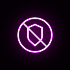 Poster - prohibition of protection neon icon. Elements of ban set. Simple icon for websites, web design, mobile app, info graphics