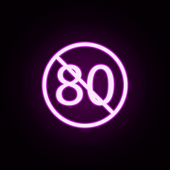 Poster - prohibition of speed neon icon. Elements of ban set. Simple icon for websites, web design, mobile app, info graphics