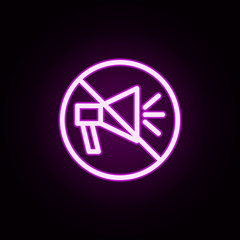Poster - prohibition to speak loudly neon icon. Elements of ban set. Simple icon for websites, web design, mobile app, info graphics
