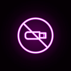 Poster - ban flash drive neon icon. Elements of ban set. Simple icon for websites, web design, mobile app, info graphics