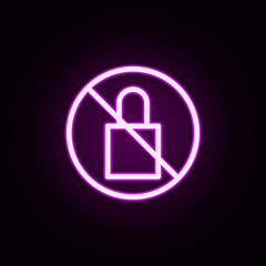Poster - lock of the castle neon icon. Elements of ban set. Simple icon for websites, web design, mobile app, info graphics