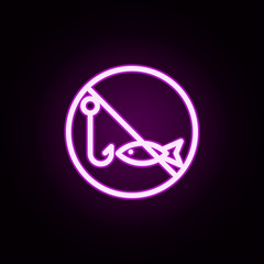 Poster - ban fishing neon icon. Elements of ban set. Simple icon for websites, web design, mobile app, info graphics