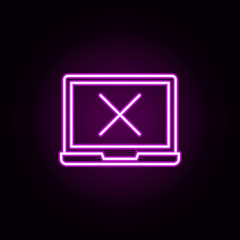 Poster - not working laptop neon icon. Elements of data secutity set. Simple icon for websites, web design, mobile app, info graphics