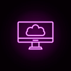 Poster - cloud storage PC neon icon. Elements of data secutity set. Simple icon for websites, web design, mobile app, info graphics