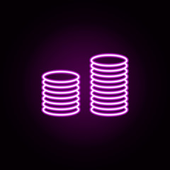 Poster - coins currency neon icon. Elements of e-commerce set. Simple icon for websites, web design, mobile app, info graphics