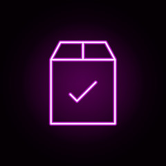 Poster - check of goods neon icon. Elements of e-commerce set. Simple icon for websites, web design, mobile app, info graphics