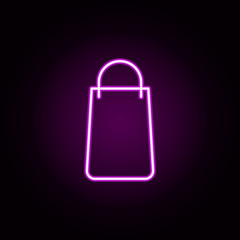 Poster - bag package neon icon. Elements of e-commerce set. Simple icon for websites, web design, mobile app, info graphics