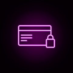 Poster - card protection neon icon. Elements of e-commerce set. Simple icon for websites, web design, mobile app, info graphics