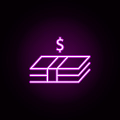 Poster - bundle of money dollar neon icon. Elements of e-commerce set. Simple icon for websites, web design, mobile app, info graphics