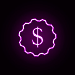 Poster - dollar symbol neon icon. Elements of e-commerce set. Simple icon for websites, web design, mobile app, info graphics