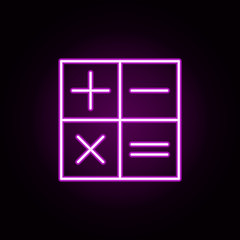 Poster - calculator neon icon. Elements of e-commerce set. Simple icon for websites, web design, mobile app, info graphics