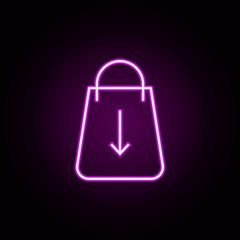 Poster - down arrow neon icon. Elements of e-commerce set. Simple icon for websites, web design, mobile app, info graphics