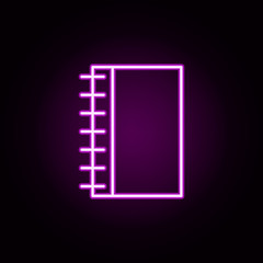 Poster - notebook neon icon. Elements of education set. Simple icon for websites, web design, mobile app, info graphics