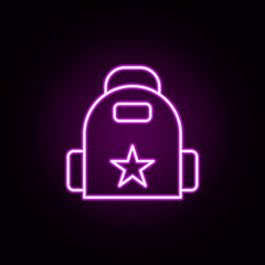 Poster - backpack neon icon. Elements of education set. Simple icon for websites, web design, mobile app, info graphics