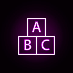 Poster - cubes ABC neon icon. Elements of education set. Simple icon for websites, web design, mobile app, info graphics