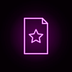 Poster - paper star neon icon. Elements of education set. Simple icon for websites, web design, mobile app, info graphics