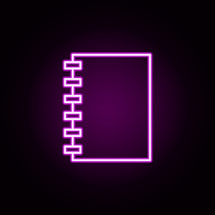 Poster - notebook neon icon. Elements of education set. Simple icon for websites, web design, mobile app, info graphics
