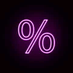 Poster - percent neon icon. Elements of education set. Simple icon for websites, web design, mobile app, info graphics