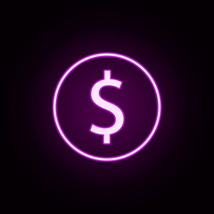 Poster - dollar neon icon. Elements of finance set. Simple icon for websites, web design, mobile app, info graphics