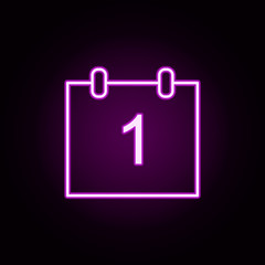 Poster - calendar neon icon. Elements of finance set. Simple icon for websites, web design, mobile app, info graphics