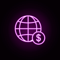 Poster - world market dollar neon icon. Elements of finance set. Simple icon for websites, web design, mobile app, info graphics