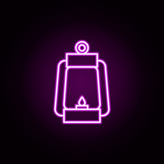 Poster - kerosene lamp neon icon. Elements of halloween set. Simple icon for websites, web design, mobile app, info graphics