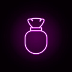 Poster - pouch neon icon. Elements of halloween set. Simple icon for websites, web design, mobile app, info graphics