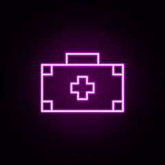 Poster - first-aid kit neon icon. Elements of hockey set. Simple icon for websites, web design, mobile app, info graphics