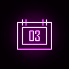 Poster - the calendar neon icon. Elements of hockey set. Simple icon for websites, web design, mobile app, info graphics