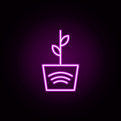 Poster - plant neon icon. Elements of internet things set. Simple icon for websites, web design, mobile app, info graphics