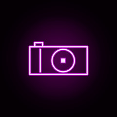 Poster - photo camera neon icon. Elements of internet things set. Simple icon for websites, web design, mobile app, info graphics