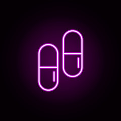 Poster - Drugs neon icon. Elements of medical set. Simple icon for websites, web design, mobile app, info graphics
