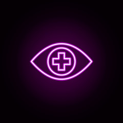 Poster - Eye medicine neon icon. Elements of medical set. Simple icon for websites, web design, mobile app, info graphics