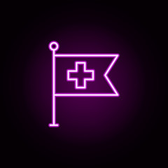 Poster - Flag hospital neon icon. Elements of medical set. Simple icon for websites, web design, mobile app, info graphics
