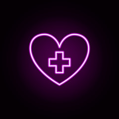 Poster - Heart medical neon icon. Elements of medical set. Simple icon for websites, web design, mobile app, info graphics