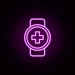Poster - Smartwatch medical neon icon. Elements of medical set. Simple icon for websites, web design, mobile app, info graphics