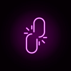 Poster - broken link neon icon. Elements of Minimal universal theme set. Simple icon for websites, web design, mobile app, info graphics